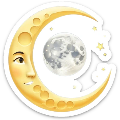 Un sol brillante y una luna reflejando su luz. La luna no compite con el sol, sino que lo engrandece con su reflejo. Si intentara brillar por sí misma, desaparecería. sticker
