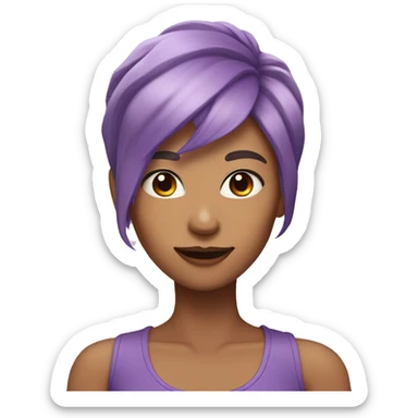 female purple hair and a horn,peach skin color sticker