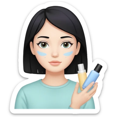 cute black hair pastel colors skin care sticker