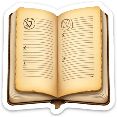 a open diary that looks kinda old sticker