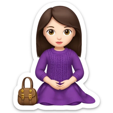 brunette knitted doll sticker