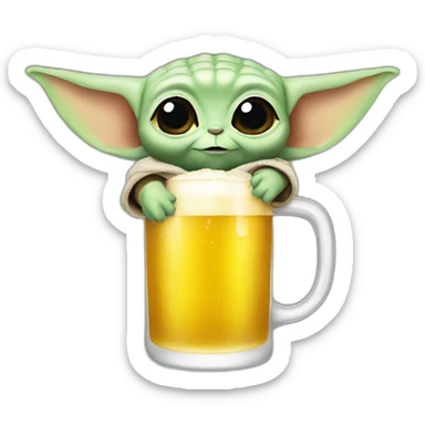 baby yoda drink beer sticker