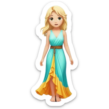 Blonde hair, white girl, in the mountains with a waterfall sticker