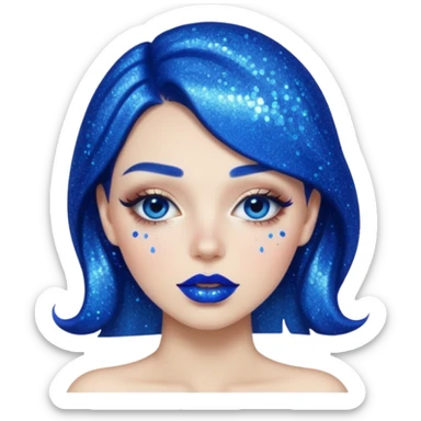 blue lipstick with glitter sticker