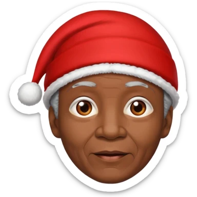 black elderly with red xmas hat sticker