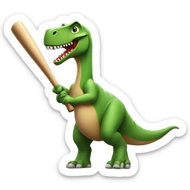 Dinosaur swinging a baseball bat  sticker