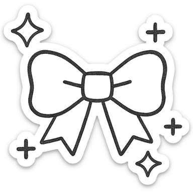 Make the bow minimalist with neutral, minimalist colors, keep background transparent, in a hand drawn icon style with no fill. sticker