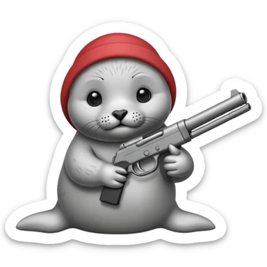 Baby seal with a gun sticker