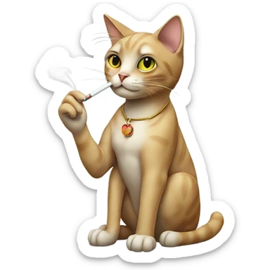 Cat smoking a cigarette sticker