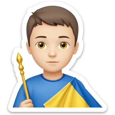 The Ukrainian boy with flag sticker
