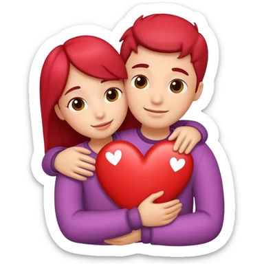 hug with hearts sticker