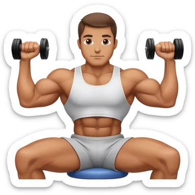 man seated weighted wrist curl sticker