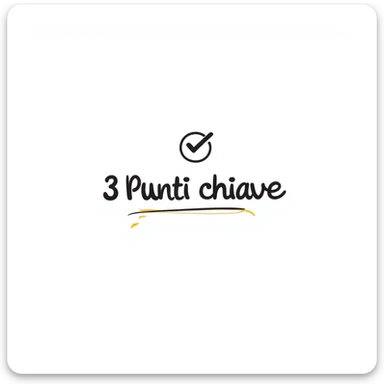 text '3 Punti chiave' with elegant and creative font, minimal icon of a check mark near the text, color accents, professional yet innovative style sticker