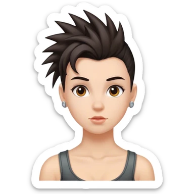 matt girl with mohawk wavy dark hair sticker