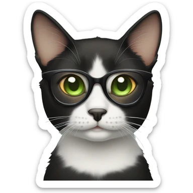 Black cat with specs of white and orange and brown green blue eyes  sticker