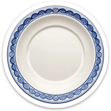 create me an image of ceramic plate in perspective view. with some embossed ornament on sides sticker