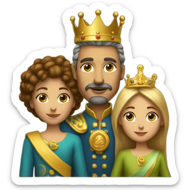 King and queen and children sticker
