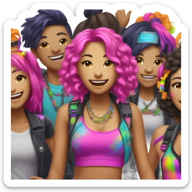 Rave leader Asian girl sticker