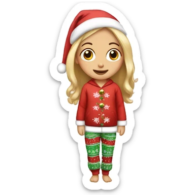 Girl in Christmas chill pyjama  sticker