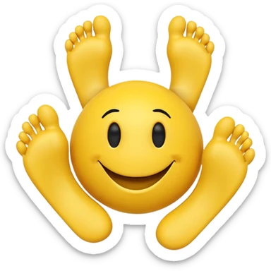 3d human like yellow smiley with feet and toes sticker