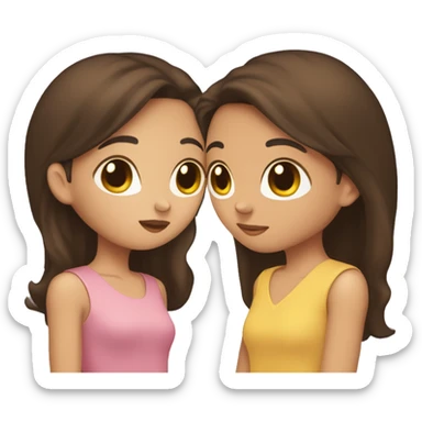 brown-eyed brunette kisses a brunette sticker