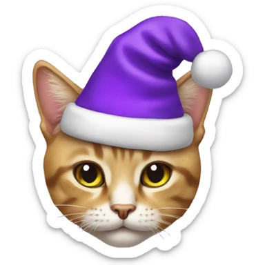 Cat with purple Santa hat sticker