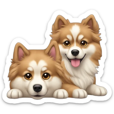 pomsky-dog-and-cocker-dog-friends sticker