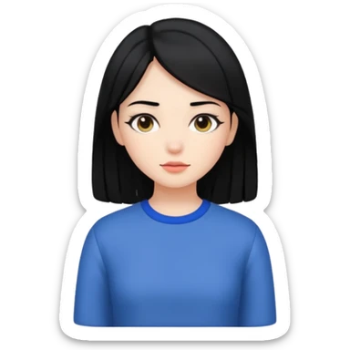 Girl WITH black Longinos hair and aesthetic clothes sticker