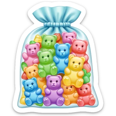 Bag of pastel colored gummy bears sticker