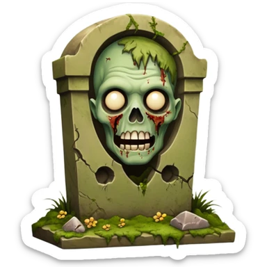 Like a zombie coming out of a tomb stone sticker