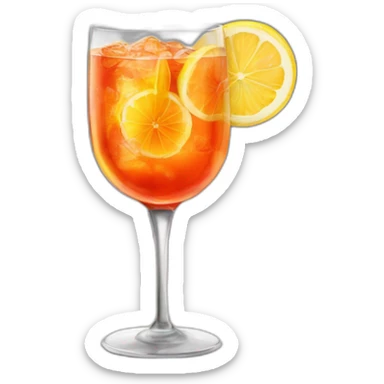 Aperol spritz in a high glass with a slice of lemon on the right side only sticker