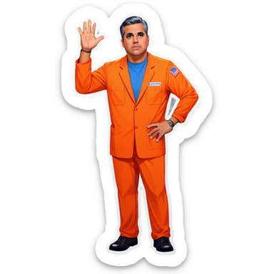 Make US congressman Robert Garcia cuffed in an orange jumpsuit looking mad that he got caught sticker