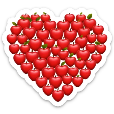 heart with autumn apples sticker