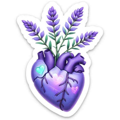 create a holographic lavender plant that wraps around a lavender colored heart sticker