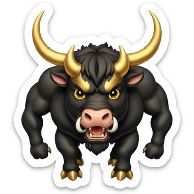 black angry powerful bull with golden horns emoji sticker
