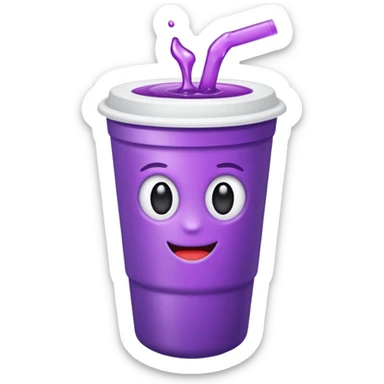 ios styrofoam cup.  purple liquid inside (no straw) (no face) sticker