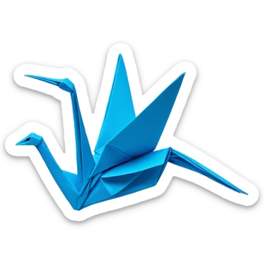 Origami crane blue sticker