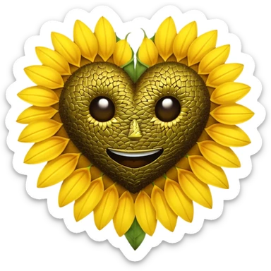 Sun flower heart sticker