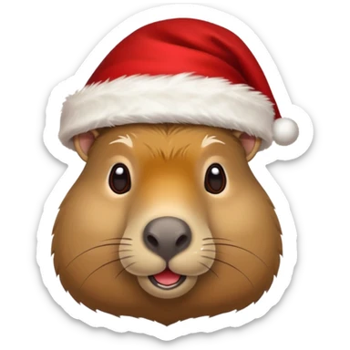 capypara wearing red hat of santa claus sticker