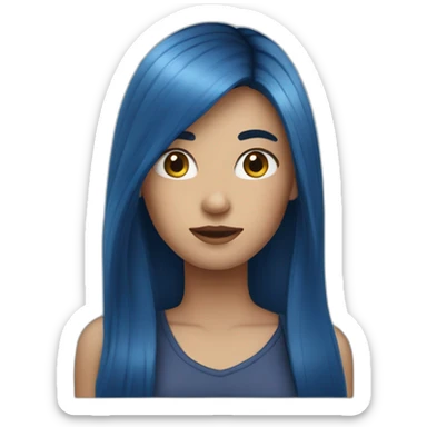 girl with long dark blue hair sticker