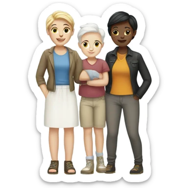 white lesbian family  sticker