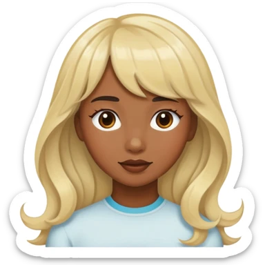 Wavy girl with bangs brown girl with blonde streaks, and white skinned girl sticker