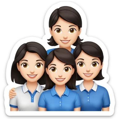 Three Golfer friends , dark hair, center girl sticker