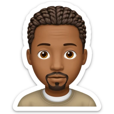 Hazme un emoji de un hombre negro con trenzas cortas (pero no mucho) y una pequeña perilla sin bigote sticker
