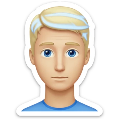 Make me a white man woth blonde hair that has an extra long neck sticker