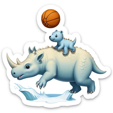 Triceratops dunking basketball on a polar bear sticker
