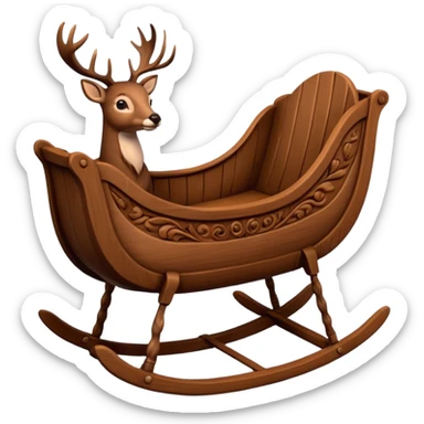 noel wood cradle with deer sticker