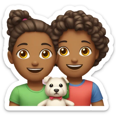 two bi racial friends playing with toys sticker