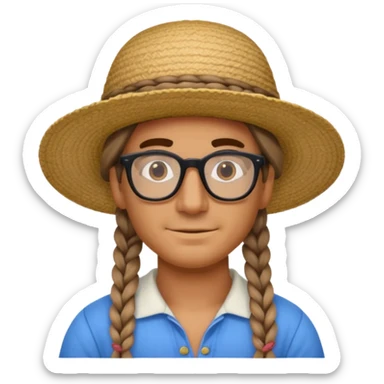 venice gondolier with long braided hair, iconic hat, normal glassess  sticker