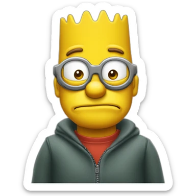 hans moleman dressed as bart simpson sticker